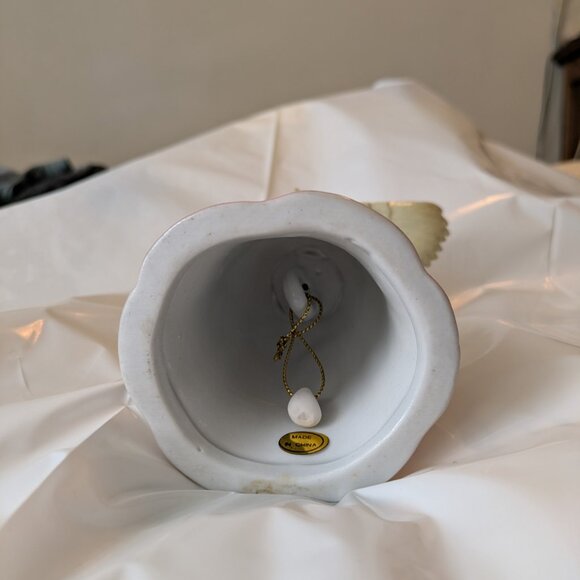 Vintage Porcelain Bell with Bird Landing on Branch with Blossoms 7" - Picture 5 of 5